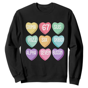 Funny Valentines Day 67 Meme Six Seven Sigma Rizz Heart Kids Sweatshirt TS11 Black Print Your Wear