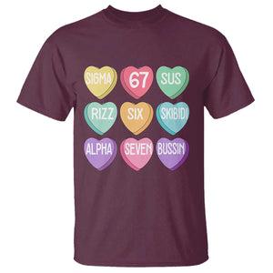 Funny Valentines Day 67 Meme Six Seven Sigma Rizz Heart Kids T Shirt TS11 Maroon Print Your Wear