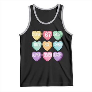 Funny Valentines Day 67 Meme Six Seven Sigma Rizz Heart Kids Tank Top TS11 Black Athletic Heather Print Your Wear