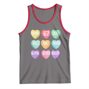 Funny Valentines Day 67 Meme Six Seven Sigma Rizz Heart Kids Tank Top TS11 Deep Heather Red Print Your Wear