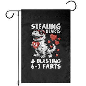 Funny 67 Meme Valentines Day Dinosaur Garden Flag Stealing Hearts And Blasting 67 Farts TS11 Black Print Your Wear