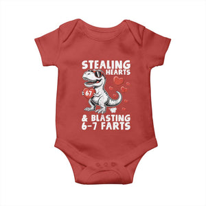 Funny 67 Meme Valentines Day Dinosaur Baby Onesie Stealing Hearts And Blasting 67 Farts TS11 Red Print Your Wear
