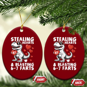 Funny 67 Meme Valentines Day Dinosaur Ceramic Ornament Stealing Hearts And Blasting 67 Farts TS11 Print Your Wear