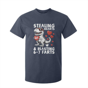 Funny 67 Meme Valentines Day Dinosaur T Shirt For Kid Stealing Hearts And Blasting 67 Farts TS11 Navy Print Your Wear