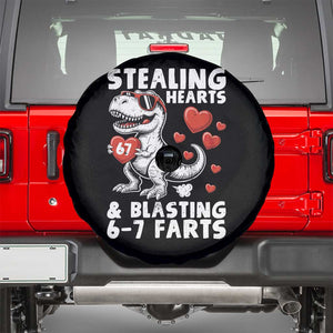 Funny 67 Meme Valentines Day Dinosaur Spare Tire Cover Stealing Hearts And Blasting 67 Farts TS11 Black Print Your Wear