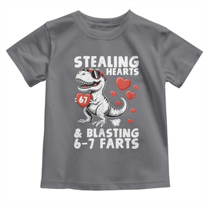 Funny 67 Meme Valentines Day Dinosaur Toddler T Shirt Stealing Hearts And Blasting 67 Farts TS11 Charcoal Print Your Wear