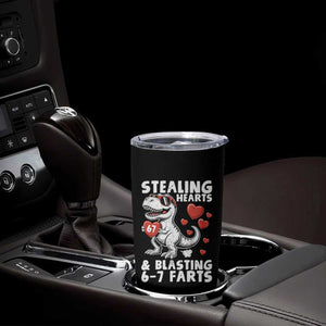 Funny 67 Meme Valentines Day Dinosaur Tumbler Cup Stealing Hearts And Blasting 67 Farts TS11 Print Your Wear