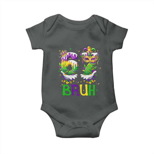 Funny 67 Mardi Gras Bruh Baby Onesie Six Seven Meme Fleur De Lis Hand Gesture TS11 Dark Heather Print Your Wear