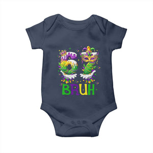 Funny 67 Mardi Gras Bruh Baby Onesie Six Seven Meme Fleur De Lis Hand Gesture TS11 Navy Print Your Wear