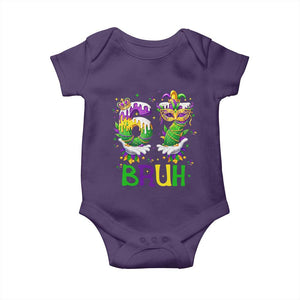 Funny 67 Mardi Gras Bruh Baby Onesie Six Seven Meme Fleur De Lis Hand Gesture TS11 Purple Print Your Wear