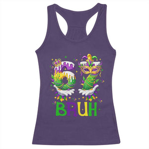 Funny 67 Mardi Gras Bruh Racerback Tank Top Six Seven Meme Fleur De Lis Hand Gesture TS11 Purple Print Your Wear
