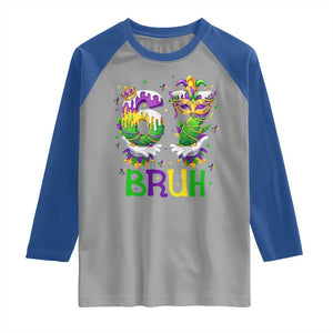 Funny 67 Mardi Gras Bruh Raglan Shirt Six Seven Meme Fleur De Lis Hand Gesture TS11 Sport Gray Royal Print Your Wear