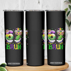 Funny 67 Mardi Gras Bruh Skinny Tumbler Six Seven Meme Fleur De Lis Hand Gesture TS11 Print Your Wear