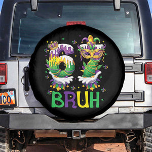 Funny 67 Mardi Gras Bruh Spare Tire Cover Six Seven Meme Fleur De Lis Hand Gesture TS11 No hole Black Print Your Wear