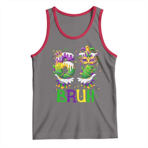 Funny 67 Mardi Gras Bruh Tank Top Six Seven Meme Fleur De Lis Hand Gesture TS11 Deep Heather Red Print Your Wear