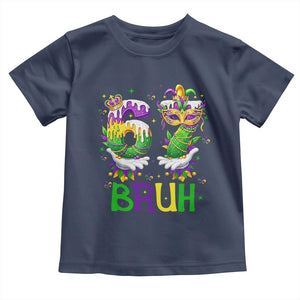 Funny 67 Mardi Gras Bruh Toddler T Shirt Six Seven Meme Fleur De Lis Hand Gesture TS11 Navy Print Your Wear