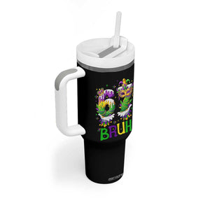 Funny 67 Mardi Gras Bruh Tumbler With Handle Six Seven Meme Fleur De Lis Hand Gesture TS11 Print Your Wear
