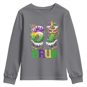 Funny 67 Mardi Gras Bruh Youth Sweatshirt Six Seven Meme Fleur De Lis Hand Gesture TS11 Charcoal Print Your Wear