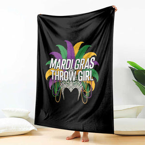 Mardi Gras Throw Girl Throw Blanket Funny New Orleans Carnival Headdress Beads TS11 Print Your Wear