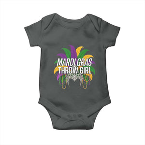 Mardi Gras Throw Girl Baby Onesie Funny New Orleans Carnival Headdress Beads TS11 Dark Heather Print Your Wear