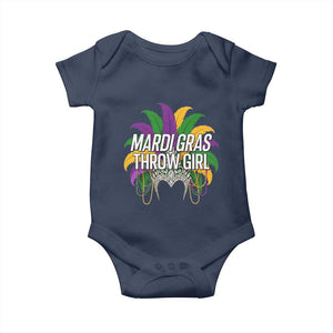 Mardi Gras Throw Girl Baby Onesie Funny New Orleans Carnival Headdress Beads TS11 Navy Print Your Wear