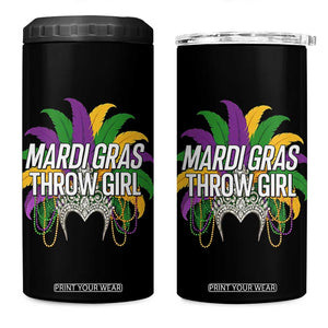 Mardi Gras Throw Girl 4 in 1 Can Cooler Tumbler Funny New Orleans Carnival Headdress Beads TS11 One Size: 16 oz Black Print Your Wear
