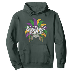 Mardi Gras Throw Girl Hoodie Funny New Orleans Carnival Headdress Beads TS11 Dark Forest Green Print Your Wear