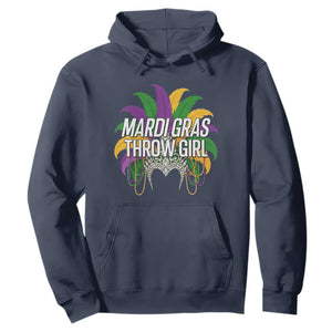 Mardi Gras Throw Girl Hoodie Funny New Orleans Carnival Headdress Beads TS11 Navy Print Your Wear