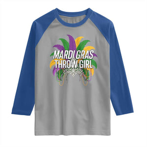 Mardi Gras Throw Girl Raglan Shirt Funny New Orleans Carnival Headdress Beads TS11 Sport Gray Royal Print Your Wear