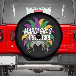 Mardi Gras Throw Girl Spare Tire Cover Funny New Orleans Carnival Headdress Beads TS11 Black Print Your Wear
