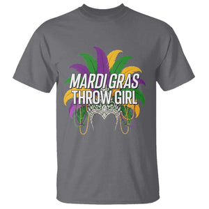 Mardi Gras Throw Girl T Shirt Funny New Orleans Carnival Headdress Beads TS11 Charcoal Print Your Wear