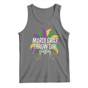 Mardi Gras Throw Girl Tank Top Funny New Orleans Carnival Headdress Beads TS11 Black Heather Print Your Wear