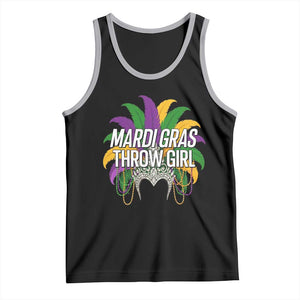 Mardi Gras Throw Girl Tank Top Funny New Orleans Carnival Headdress Beads TS11 Black Athletic Heather Print Your Wear
