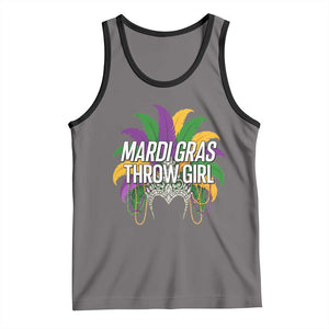 Mardi Gras Throw Girl Tank Top Funny New Orleans Carnival Headdress Beads TS11 Deep Heather Black Print Your Wear
