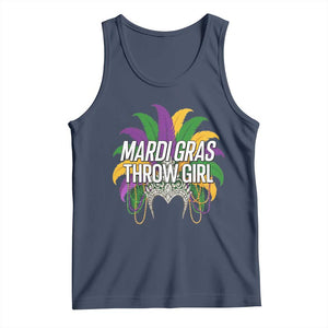Mardi Gras Throw Girl Tank Top Funny New Orleans Carnival Headdress Beads TS11 Navy Print Your Wear
