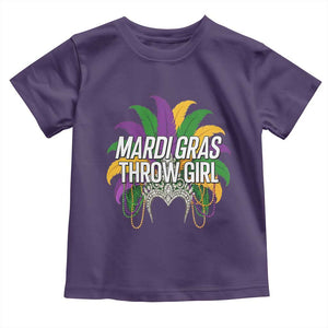 Mardi Gras Throw Girl Toddler T Shirt Funny New Orleans Carnival Headdress Beads TS11 Purple Print Your Wear