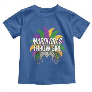 Mardi Gras Throw Girl Toddler T Shirt Funny New Orleans Carnival Headdress Beads TS11 Royal Blue Print Your Wear