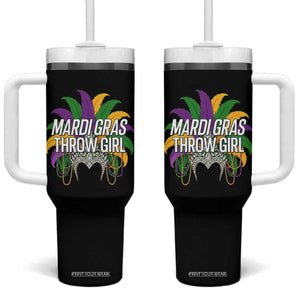 Mardi Gras Throw Girl Tumbler With Handle Funny New Orleans Carnival Headdress Beads TS11 One Size: 40 oz Black Print Your Wear