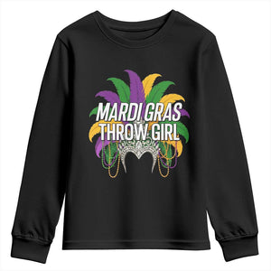 Mardi Gras Throw Girl Youth Sweatshirt Funny New Orleans Carnival Headdress Beads TS11 Black Print Your Wear