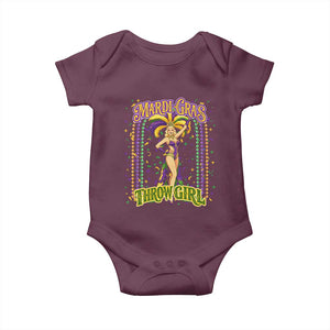 Funny Mardi Gras Throw Girl Baby Onesie New Orleans Carnival Beads TS11 Maroon Print Your Wear