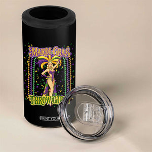 Funny Mardi Gras Throw Girl 4 in 1 Can Cooler Tumbler New Orleans Carnival Beads TS11 Print Your Wear