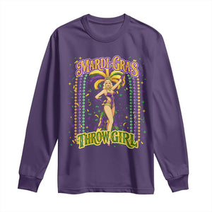 Funny Mardi Gras Throw Girl Long Sleeve Shirt New Orleans Carnival Beads TS11 Purple Print Your Wear