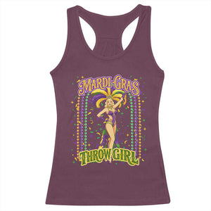 Funny Mardi Gras Throw Girl Racerback Tank Top New Orleans Carnival Beads TS11 Maroon Print Your Wear
