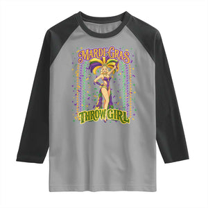 Funny Mardi Gras Throw Girl Raglan Shirt New Orleans Carnival Beads TS11 Sport Gray Black Print Your Wear