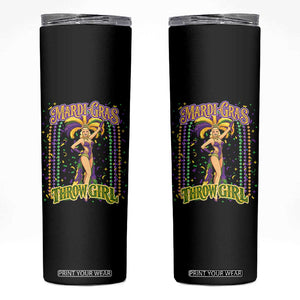 Funny Mardi Gras Throw Girl Skinny Tumbler New Orleans Carnival Beads TS11 Black Print Your Wear