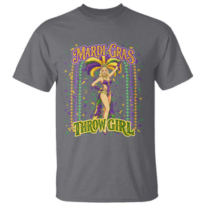 Funny Mardi Gras Throw Girl T Shirt New Orleans Carnival Beads TS11 Charcoal Print Your Wear