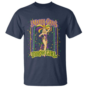 Funny Mardi Gras Throw Girl T Shirt New Orleans Carnival Beads TS11 Navy Print Your Wear