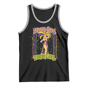 Funny Mardi Gras Throw Girl Tank Top New Orleans Carnival Beads TS11 Black Athletic Heather Print Your Wear