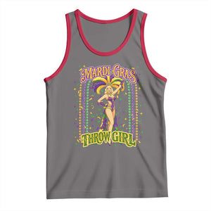 Funny Mardi Gras Throw Girl Tank Top New Orleans Carnival Beads TS11 Deep Heather Red Print Your Wear
