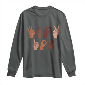 Funny Fuck Hand Sign Language Anti Deportation Long Sleeve Shirt Chinga La Migra TS11 Dark Heather Print Your Wear